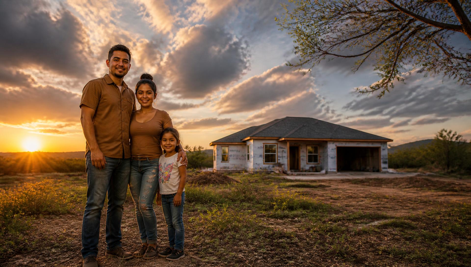 A family reviewing plans for a future home